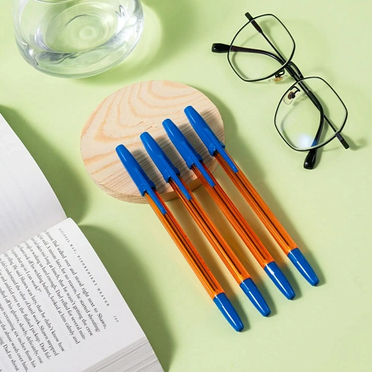 Ручка шариковая неавтомат. Deli P1-Orange EQ6T, пулев.нак,0.7мм,син.черн