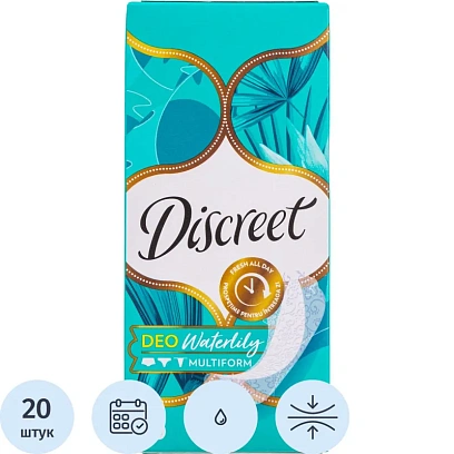 Прокладки гигиенические DISCREET Deo Water Lily Multiform Single, 20шт/уп