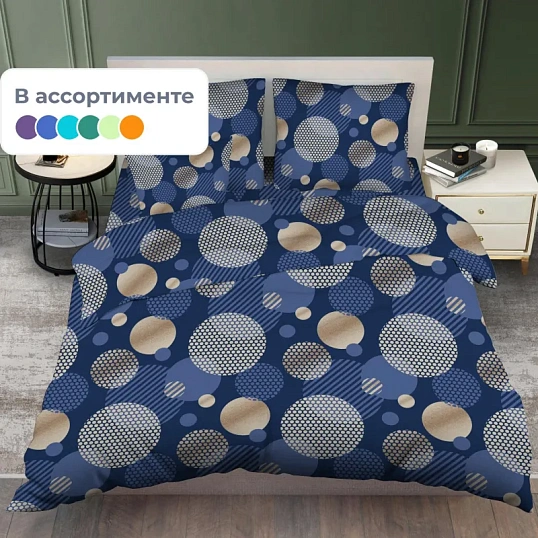 Постельное белье 1,5сп набивн.бязь 120г/м2 (нав.70х70 1шт.), микс