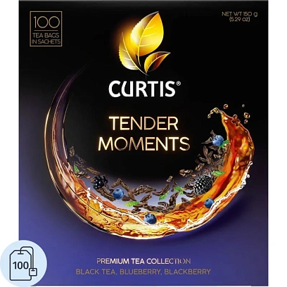 Чай Curtis Tender Moments черн со вкус черники, ежев. и мяты,1,5гх100сашет