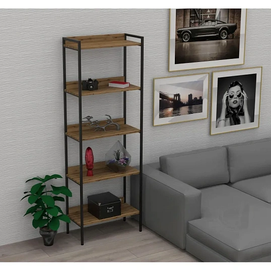 Стеллаж TI_Комус Онега-10, 5 полок, рег опоры, 675х1950мм, дуб вотан