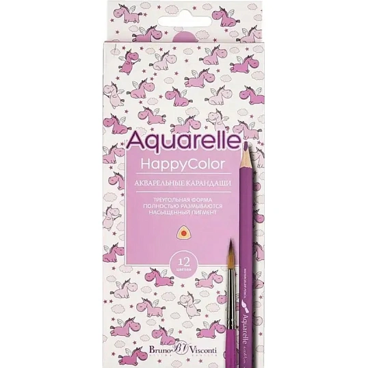 Карандаши акварельные HappyColor, 12 цв