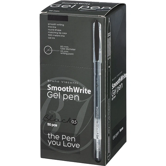 Ручка гелевая неавтомат. SmoothWrite 0.5мм, черный, 20-0393/02