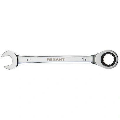 Ключ комбинированный трещоточный 17мм, CrV, зеркальн. хром REXANT 12-5812-1