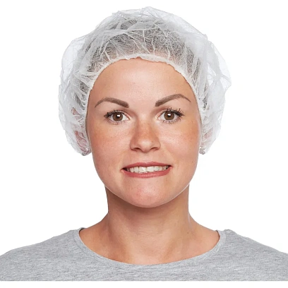 Шапочка берет н/с неткан. белая Klever 100шт/уп. 1000шт/кор.