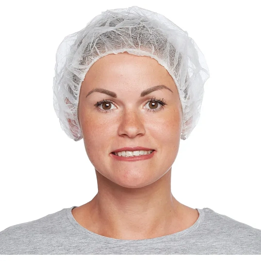 Шапочка берет н/с неткан. белая Klever 100шт/уп. 1000шт/кор.