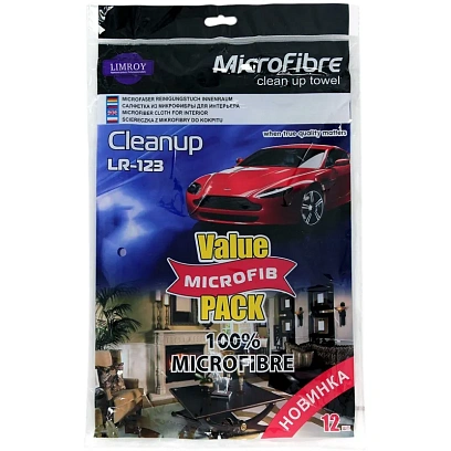 Салфетки из микрофибры набор 250 гр/м2,  30x45 см. (12 шт.) LIMROY LR-123