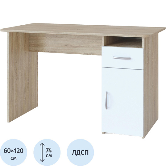 Стол компьютерный Сокол_Стол письменный СПм-03.1  с тумбой Дуб сонома/белый