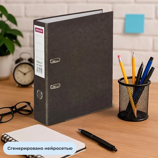 Папка-регистратор ATTACHE Colored 12734/20451, 75мм, черный,бум/бум