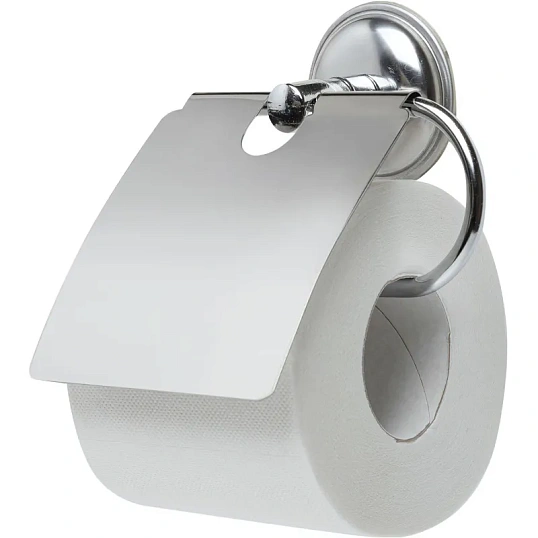 Держатель для туалетной бумаги металлич.хромирован.с крышкой