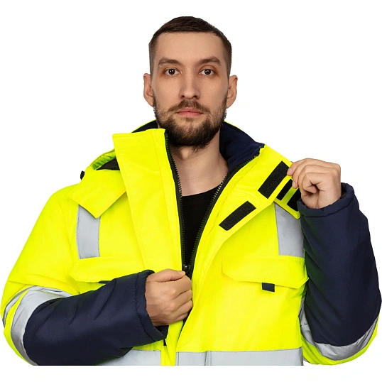 Куртка зимняя мужская зс04-КУ 44-46/170-176 флуоресц.жёлтый/син