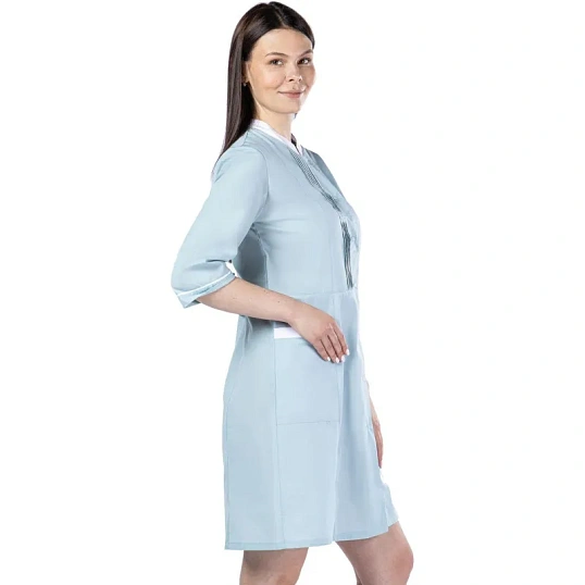 Халат для горничных и уборщиц жен.У28 ХЛ голубой 46 (158-170)