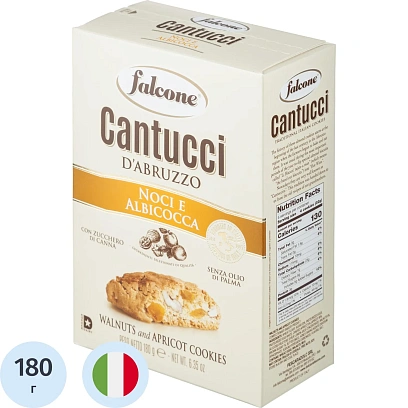 Печенье Falcone Кантуччи сахарное с грецким орехом и абрикосом, 180г