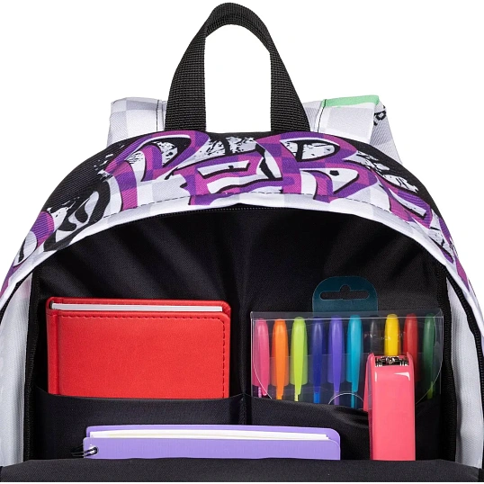 Рюкзак школьный Комус Класс Shape, Граффити, Серый, 1 отд