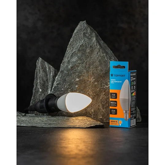 Лампа светодиодная Topfort E14 7W 3000K свеча