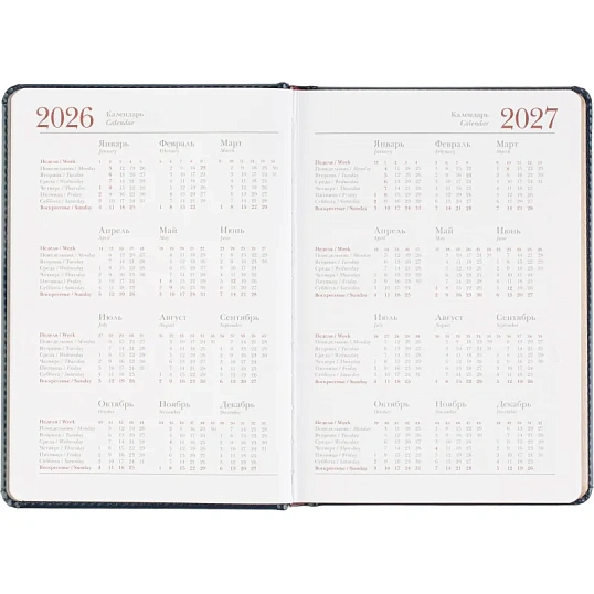 Ежедневник датированный 2026 А5+ SIDNEY NEBRASKA синий, зол обрез 3-125/04