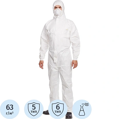 Комбинезон одноразовый с кап DELTA PLUS DT117 бел р-р XXXL (DT1173X)