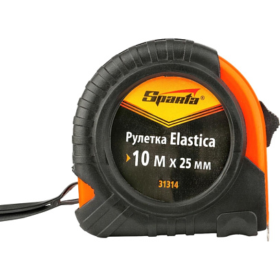 Рулетка SPARTA Elastica 10мх25мм, обрезин.корпус (31314)