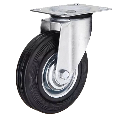 Колесо поворотное черная резина SC 63 f 160 мм