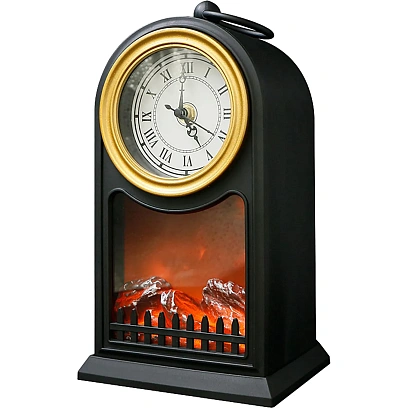 Ночник LED камин Старинные часы 14.7x11.7x25см 511-020 черный