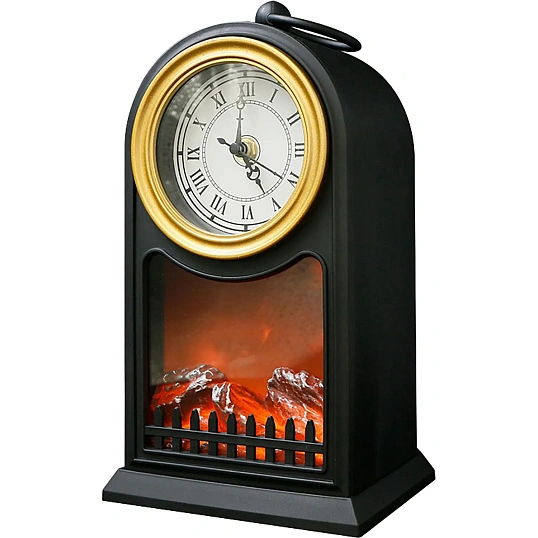 Ночник LED камин Старинные часы 14.7x11.7x25см 511-020 черный
