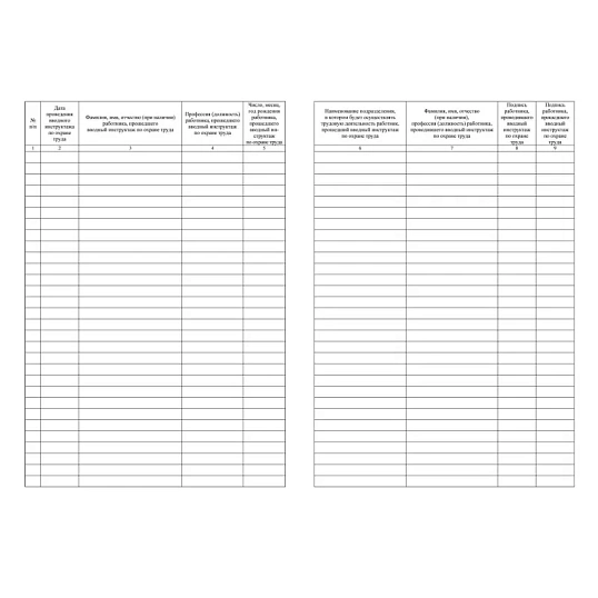 Журнал регистрации вводного инструктажа по охране труда КЖ-1554а