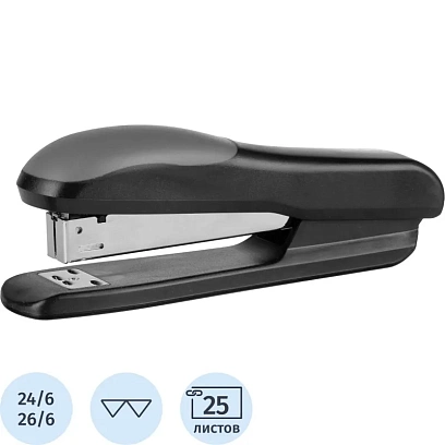 Степлер Attache Photon (№24/6-26/6) до 25 листов, пластик, черный