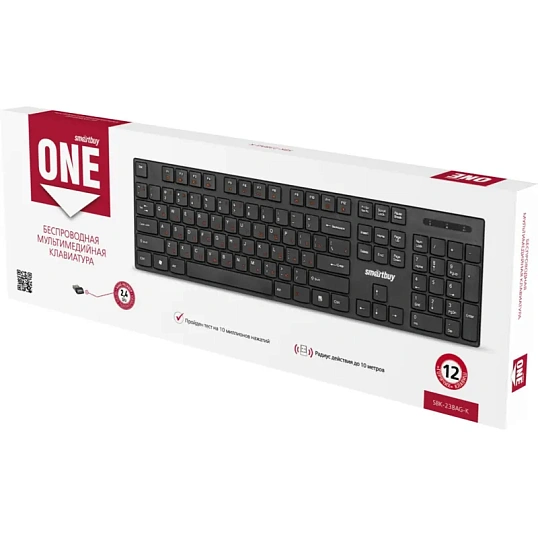 Клавиатура Smartbuy ONE 238 WLS мультимедийная черная (SBK-238AG-K)