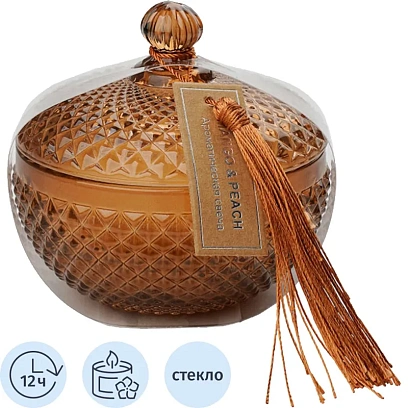 Свеча ароматическая MANGO & PEACH в стекле, Д90 Ш90 В80, YJC-14