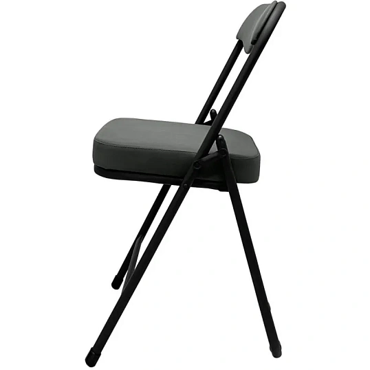 Стул складной каркас черный,  кожзам серый РС 04 кант