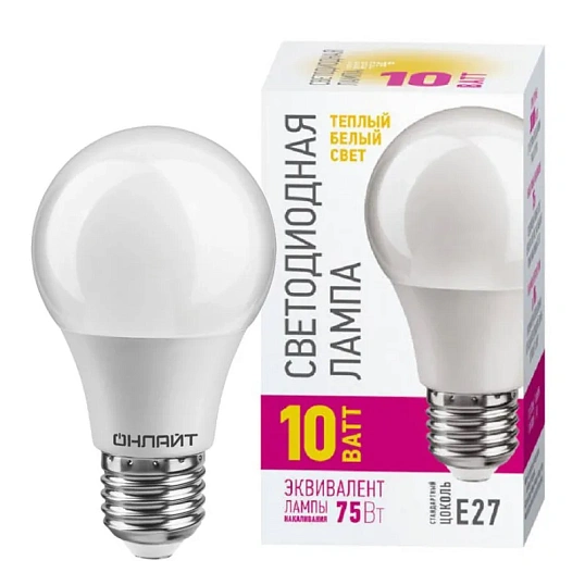 Лампа светодиодная ОНЛАЙТ OLL-A55-10-230-2.7K-E27-PROMO 10Вт Е27 2.7К 82910