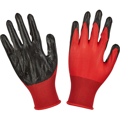 Перчатки защитные нейлоновые с нитриловым обливом 12пар/уп