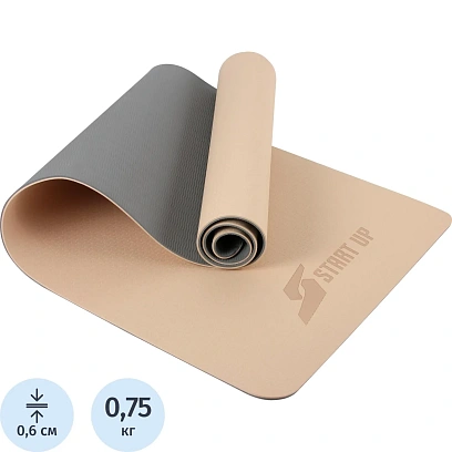 Коврик для фитнеса и йоги Start Up Beige/Gray р183х61х0,6см, 371125