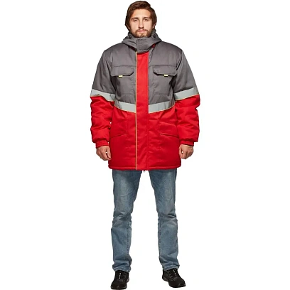 Куртка рабочая зимняя муж з43-КУ крас/сер (р.44-46) 158-164 (серия З)