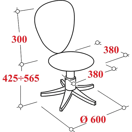 Кресло кассира КО _РС01.00.12(РС12-201-02-01) на опорах  каркас чер к/з чер