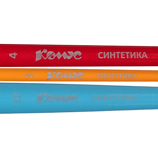 Набор кистей Комус Класс Star way,синт,кр(№2,4),плос(№12),3шт в уп.с европ