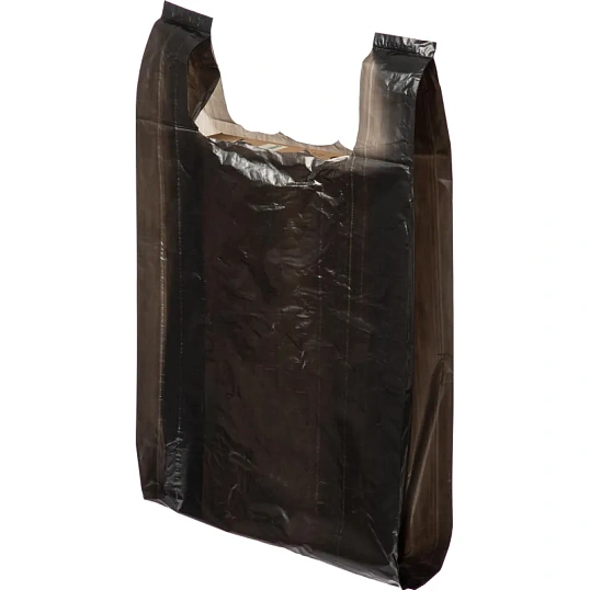 Пакет-майка УСИЛЕННЫЙ, ПНД, 40+18+70 см, черный, 30 мкм, 50 шт/уп