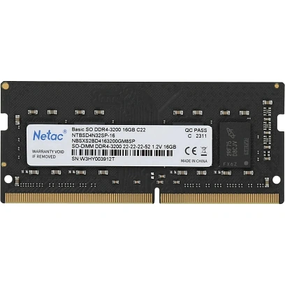 Модуль памяти Netac SO-DIMM DDR4 16Gb, 3200Мгц (NTBSD4N32SP-16)