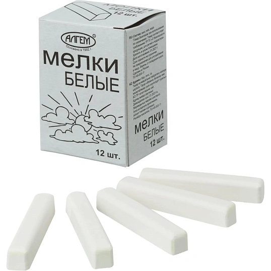 Мел школьный Алгем 12 шт белый, НМБ 12