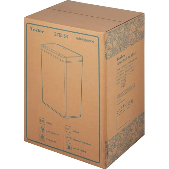 Ведро мусорное с педалью стальное, хром, 250х600мм, объем 30л