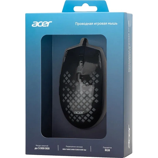 Мышь компьютерная Acer OMW134 черный (800-6400dpi) USB (6кн) (ZL.MCEEE.018)