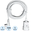 Удлинитель PROGIX PG112 1р/5м/1,5кВт/6А заземление, белый, ПВС 3х0.75