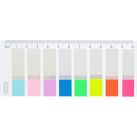 Клейкие закладки пласт. 8цв.по 15л. 45ммх12 Attache Selection