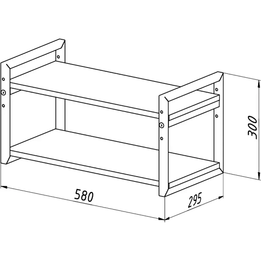 Полка TI_настен/настоль Комус Онега-7 290х580 мет чер/ЛДСП дуб вотан