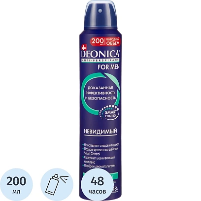 Дезодорант-антиперспирант DEONICA FOR MEN Невидимый, 200мл (спрей) (6)