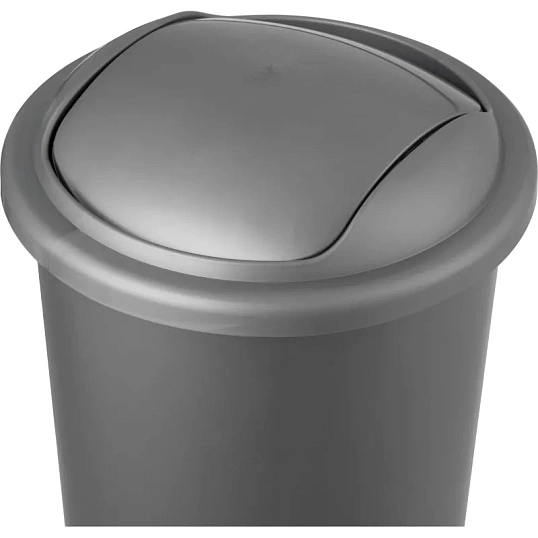 Ведро мусорное 12л пластик, серый металлик с крышкой-вертушкой