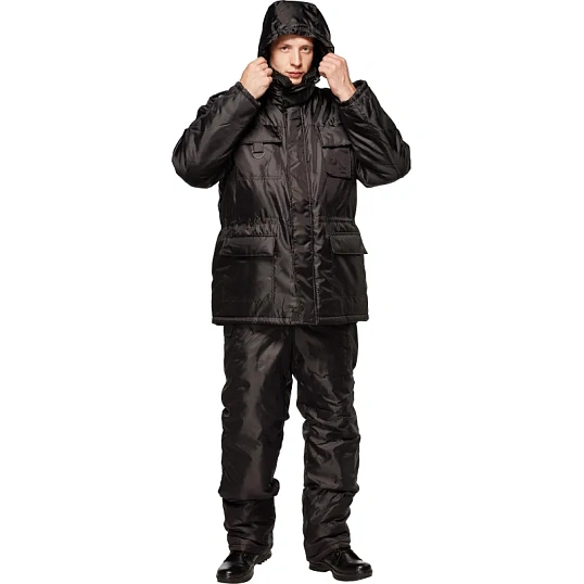 Костюм зимний Охранника с п/к черный (р.60-62) 182-188