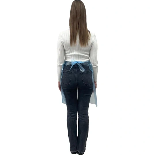 Фартук одноразовый ПНД 68x110см голубой 6мкр 100шт/уп