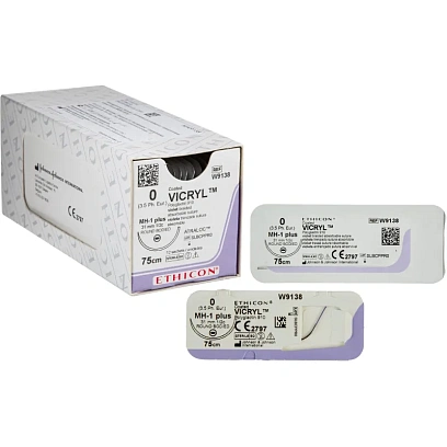 Шовный материал ВИКРИЛ 0, 75 см, кол. 31 мм, 1/2 W9138 12 шт./уп.