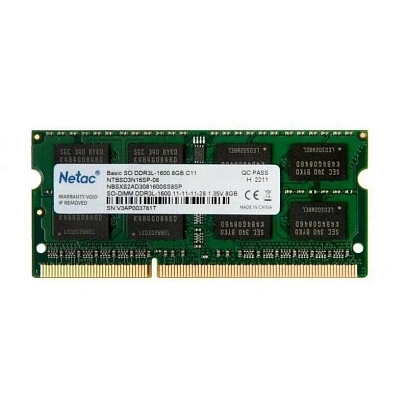 Модуль памяти Netac DDR3L SO-DIMM 8Gb 1600Mhz, CL11 (NTBSD3N16SP-08)